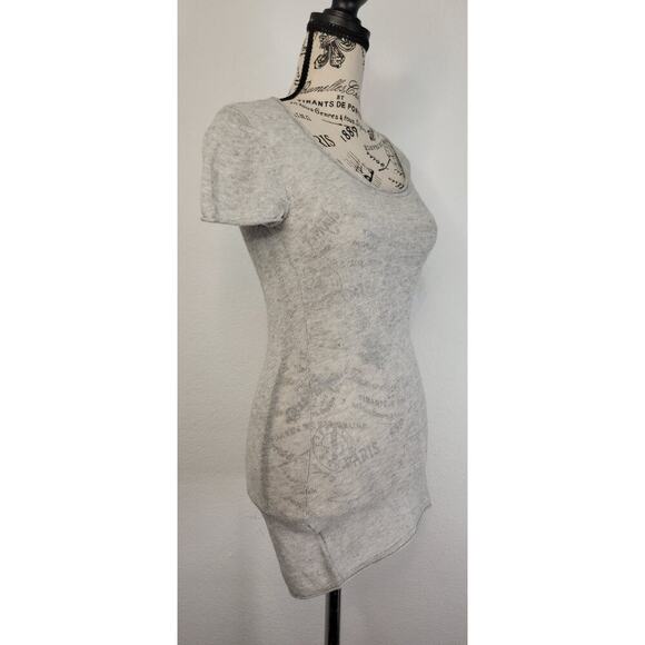 BCBG MaxAzria Cotton Cashmere Knit Tshirt Sz Small Gray Delicate Short Sleeves - Picture 3 of 9